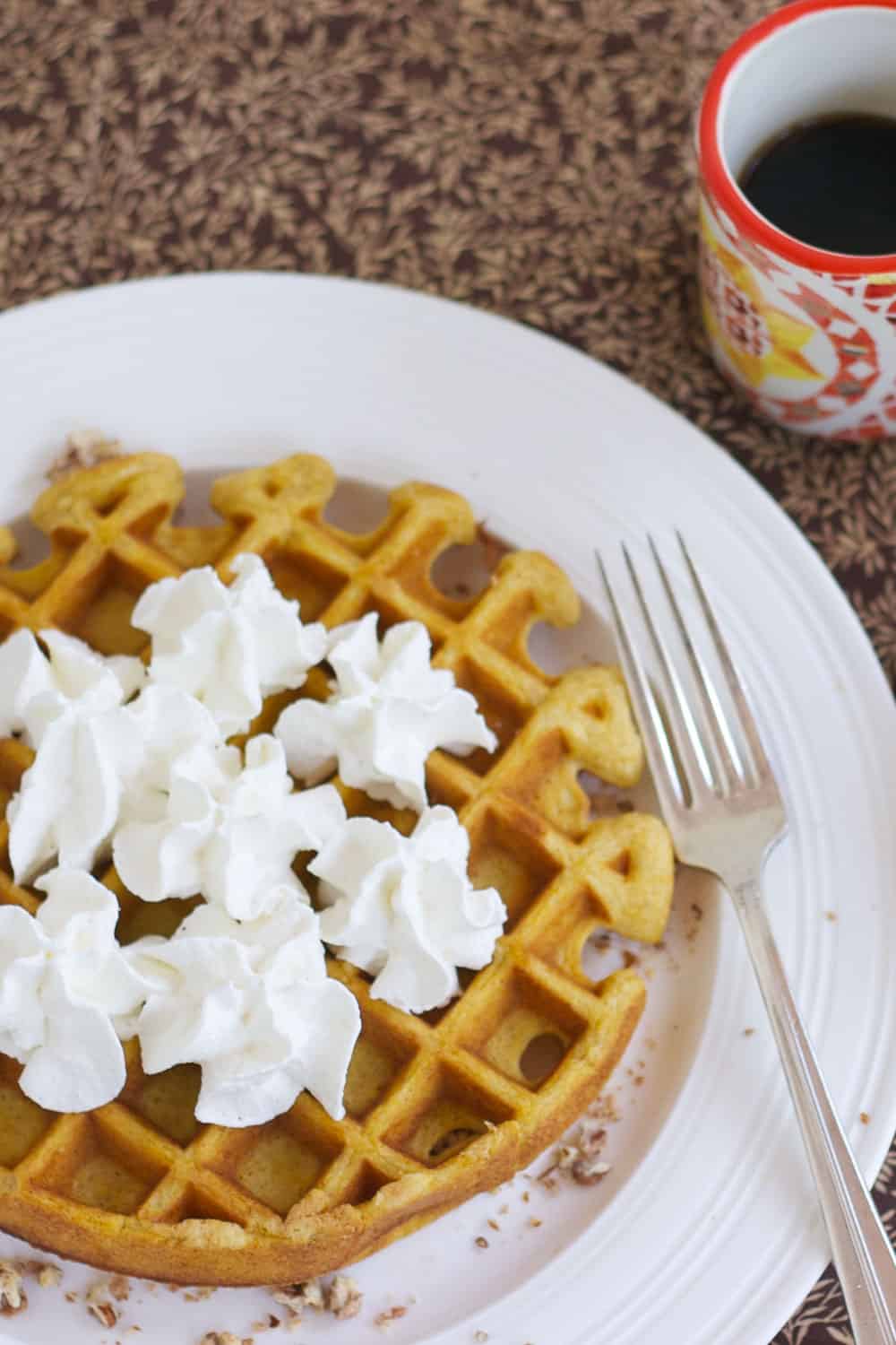 Pumpkin Cheesecake Waffles with Sugared Pecans and Whipped Cream ...