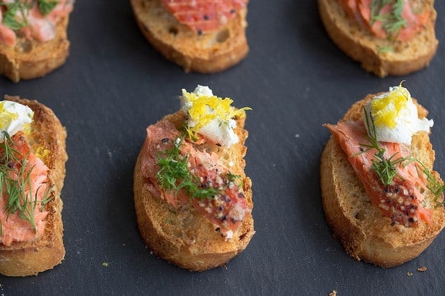 Sockeye salmon crostini