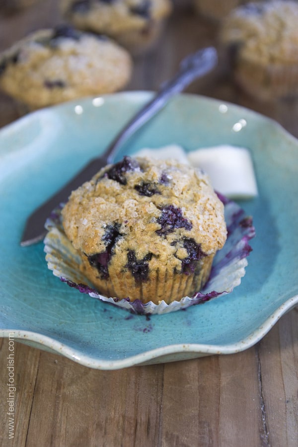 Blueberry Flaxseed Muffin | www.feelingfoodish.com