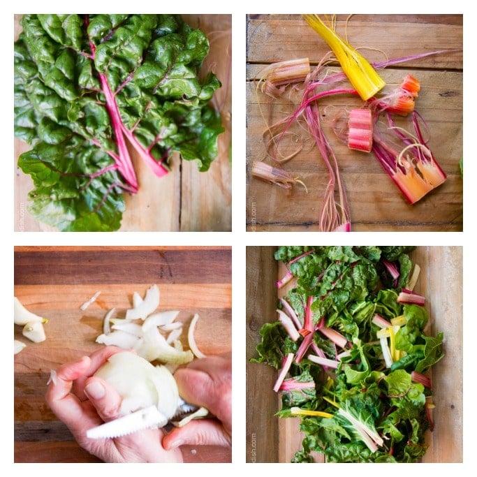 Spicy swiss chard steps