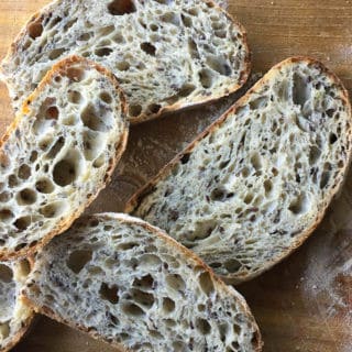 slices of homemade flax and chia sourdough