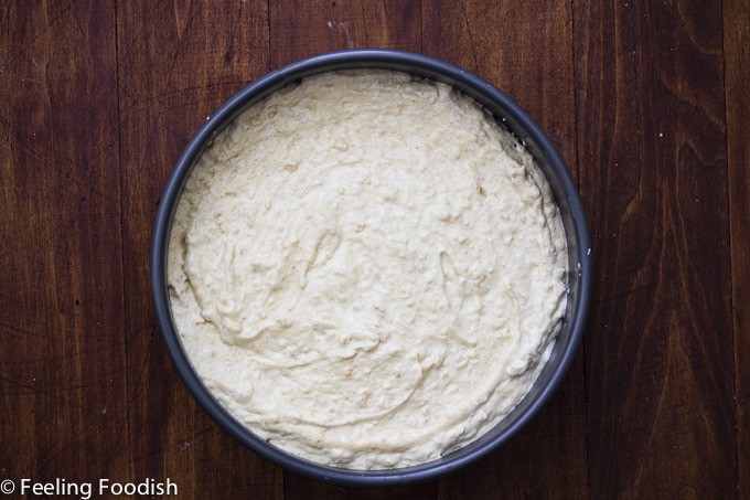 batter for chocolate hazelnut torte in pan