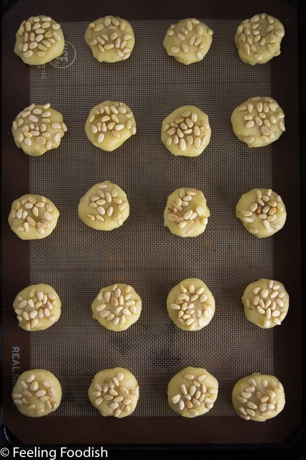 the best pignoli cookies, only 4 ingredients plus pignoli. easy to make too!!