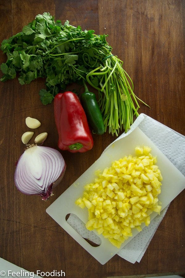 easy pineapple salsa - healthy snacking or use as a healthy topping for grilled fish