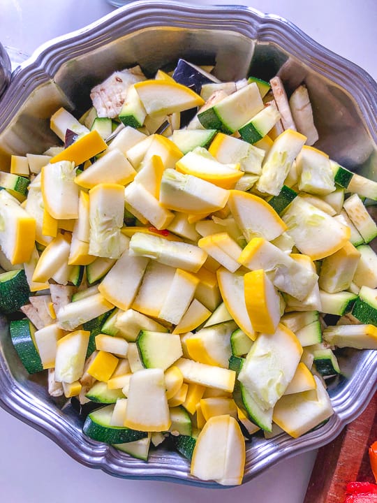 chopped zucchini for ciambotta