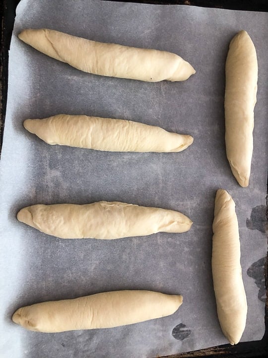 tray of hoagie rolls uprisen