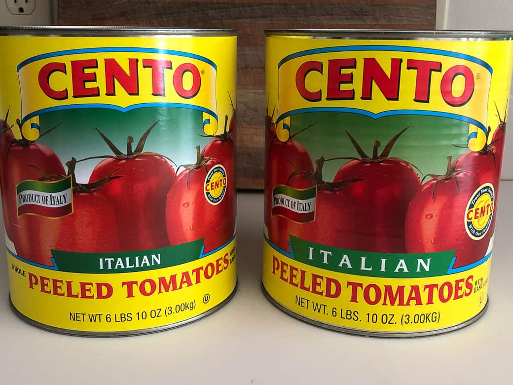 2 cans of Cento brand peeled tomatoes