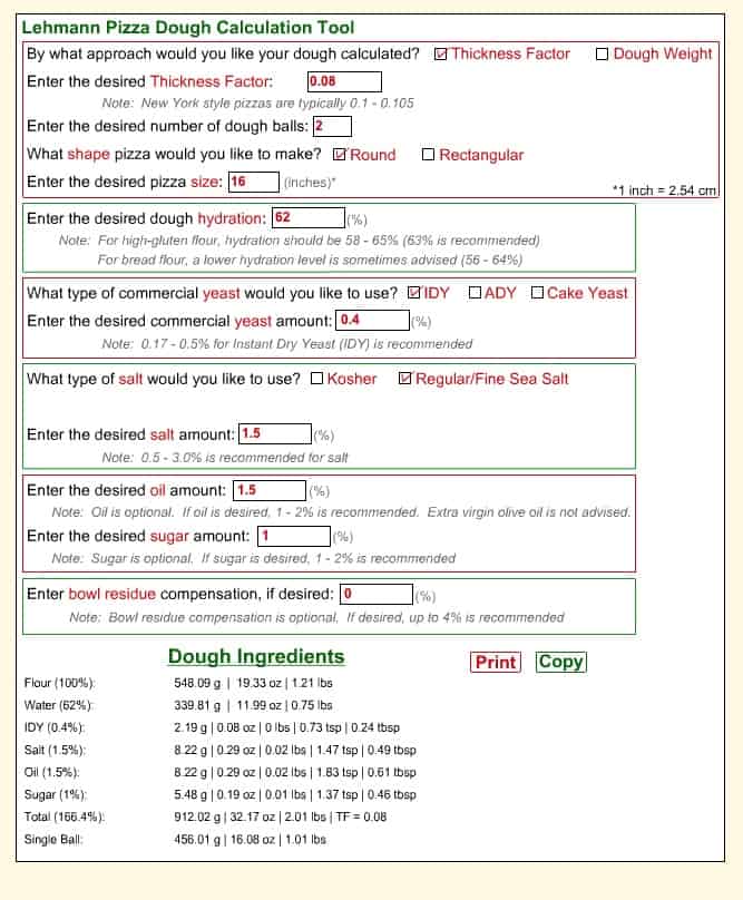 REcipe for one pound of NY pizza dough