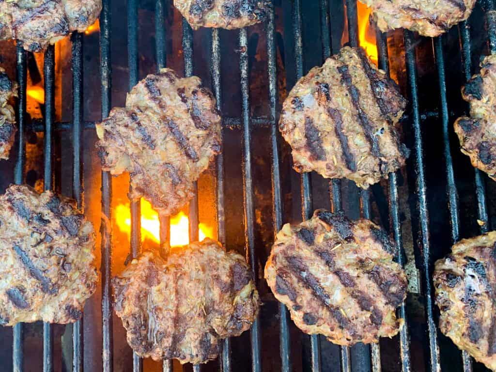 Gyro burger on grill.