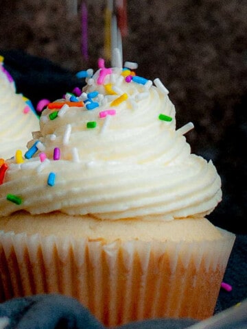 vanilla cupcake with sprinkle