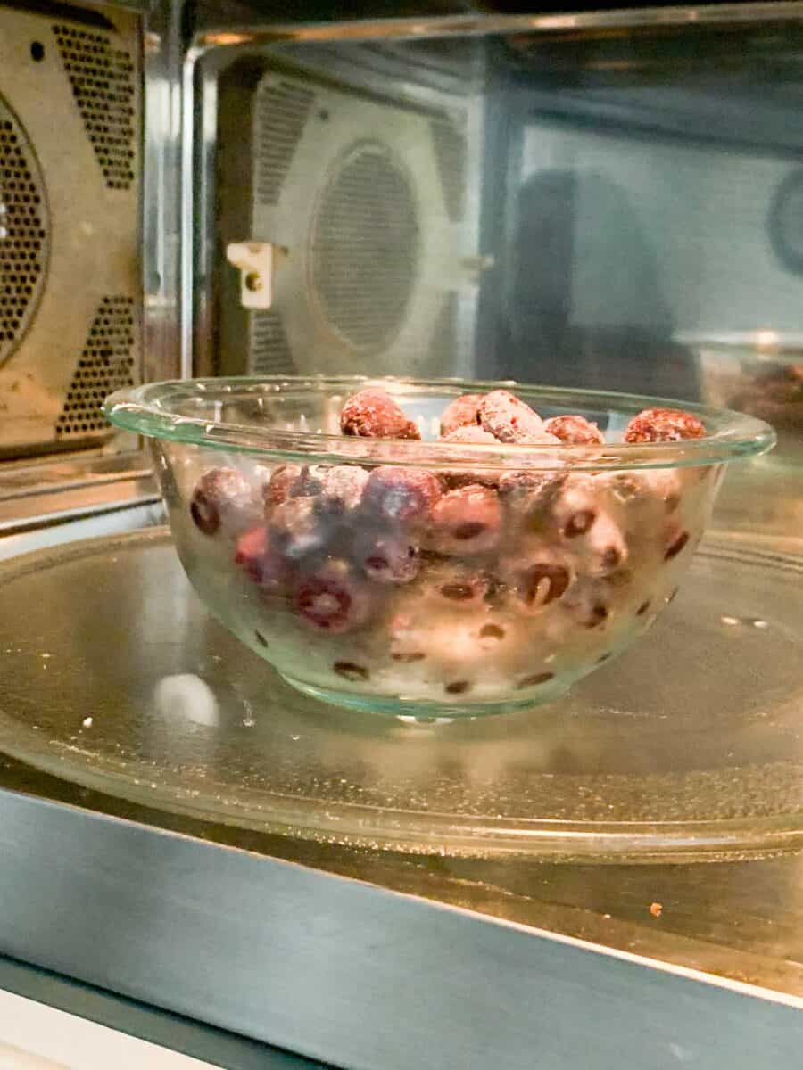 fruit filling in microwave ready to be cookies