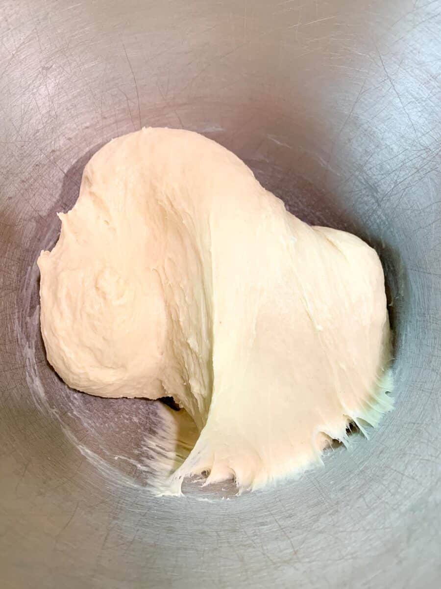 kolache dough in mixing bowl