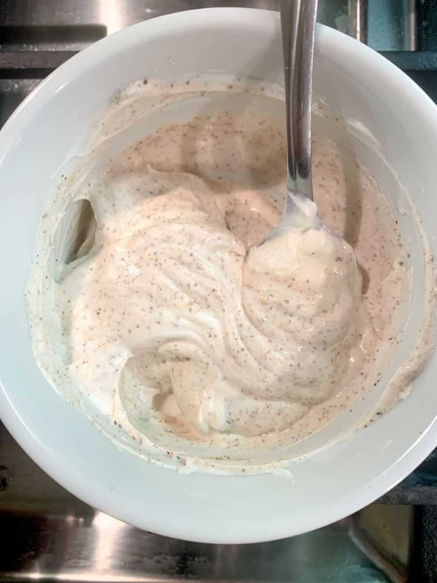 just mixed chipolte sour cream in small ramekin (topview)