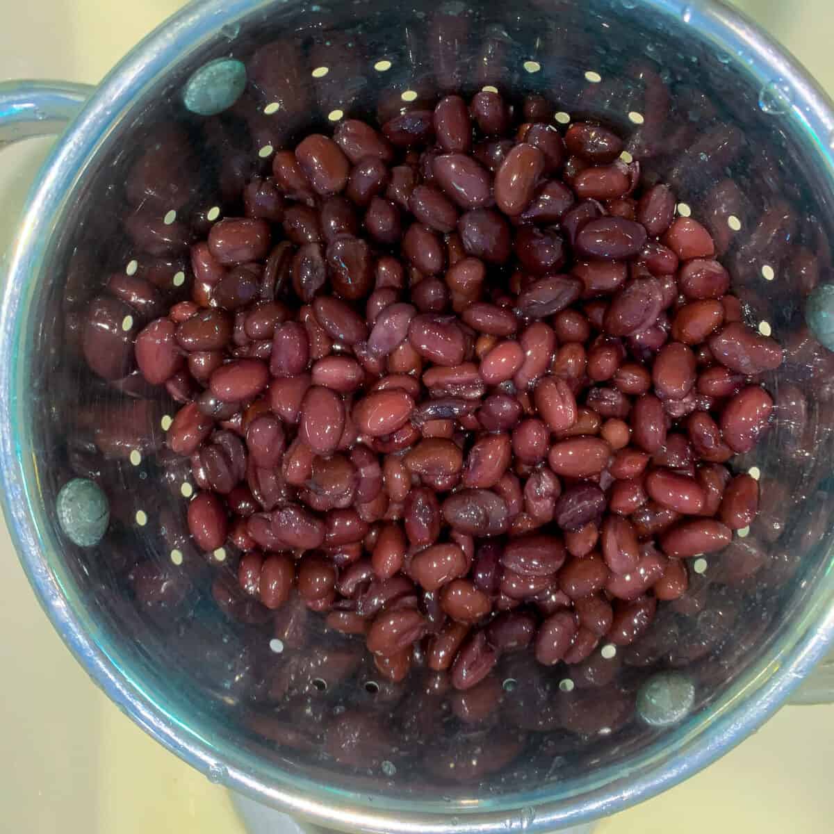 black beans in colander