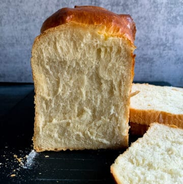 crumb of shokupan bread is shreddably soft and fluffy