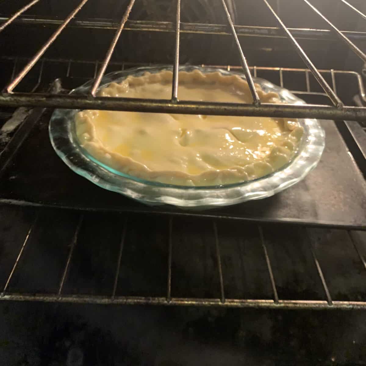 baked easter pie on black pan