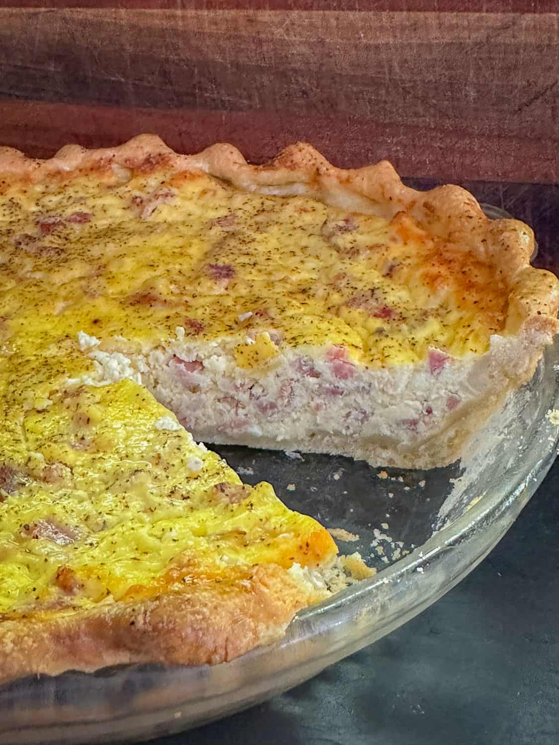 side view of pizza rustica made without layering 