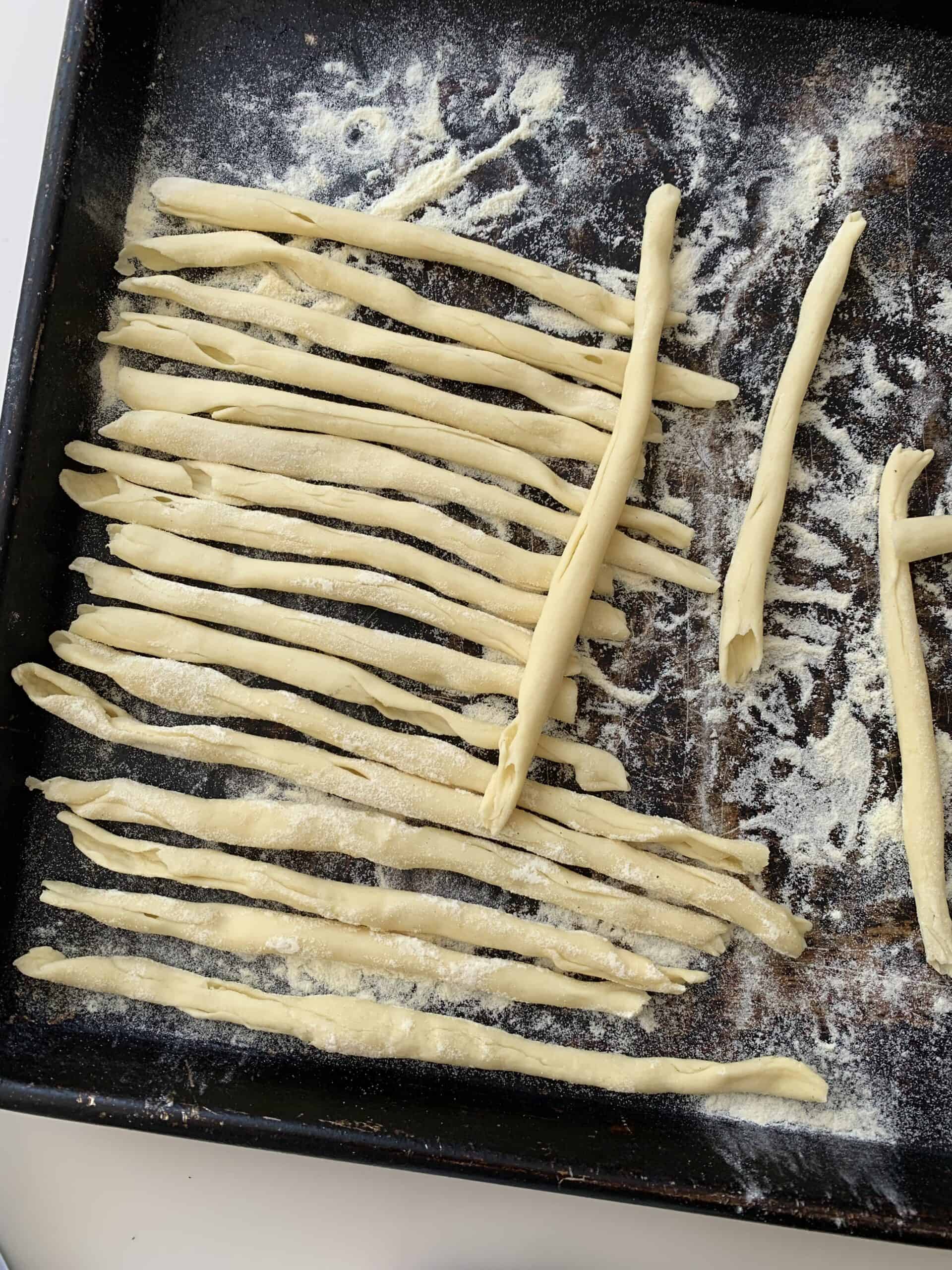 top view of homemade fusilli