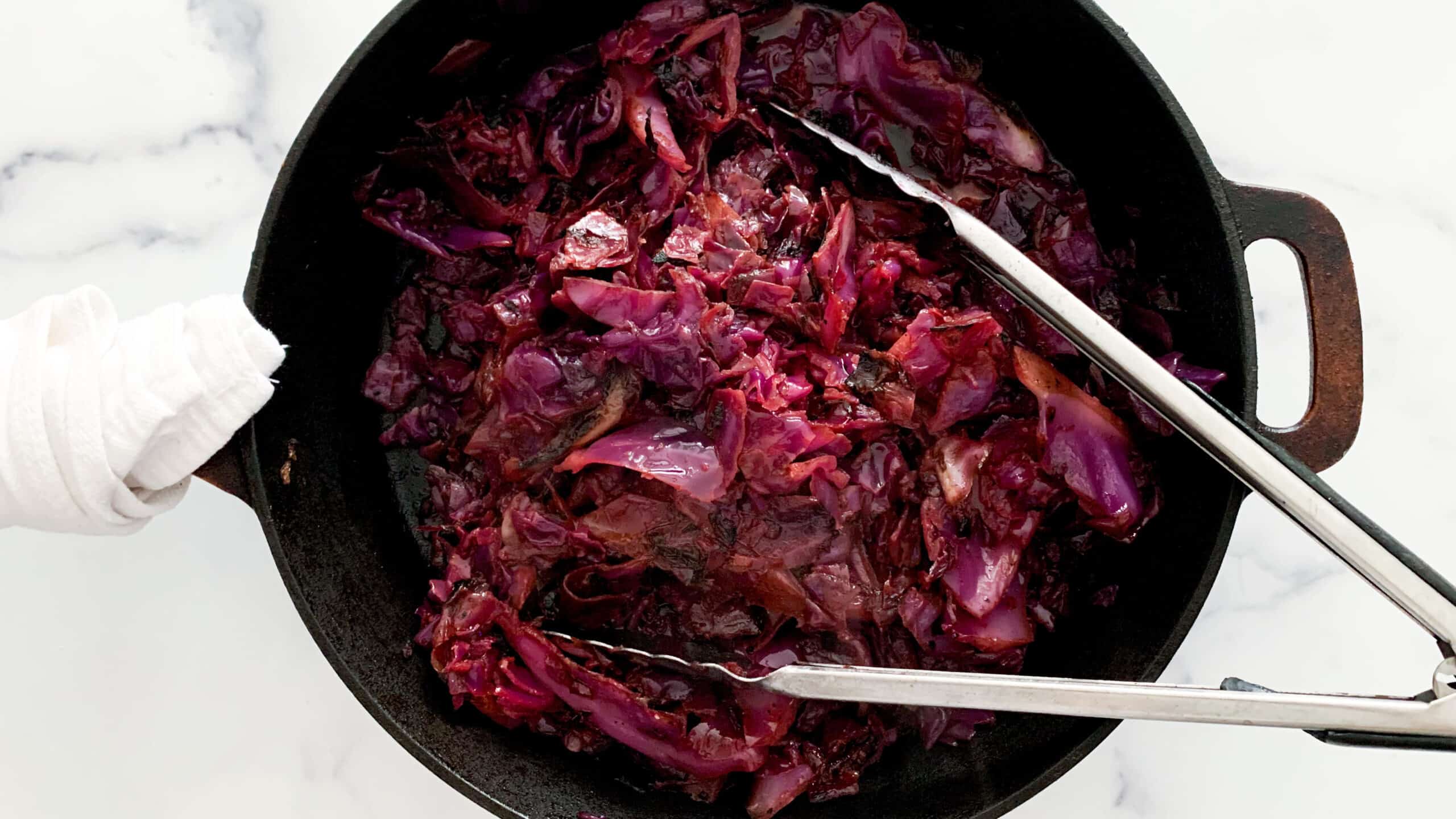 sauteed cabbage in pan