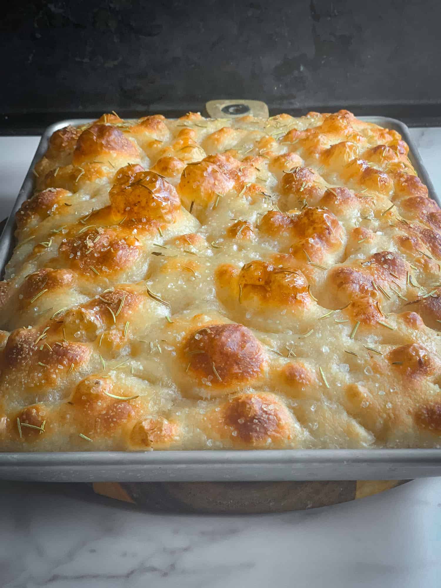 top view of baked focaccia