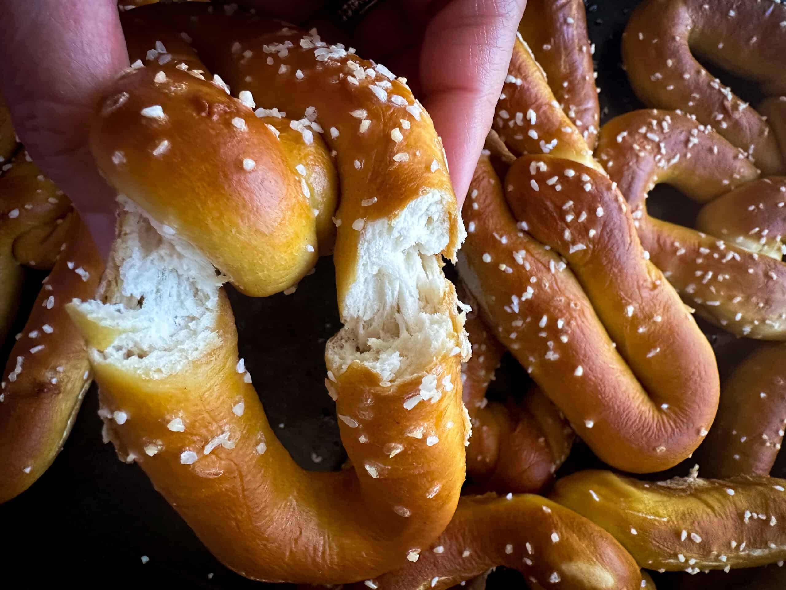 crumb shot of philly pretzel 