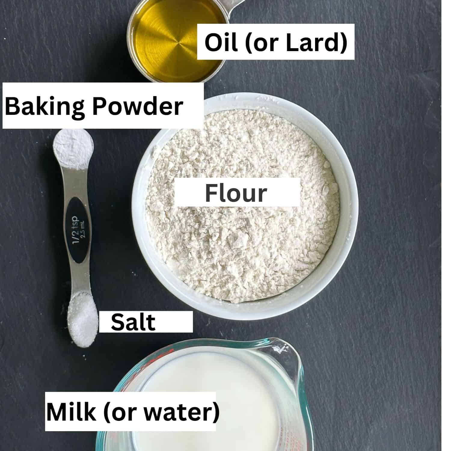 ingredients shown for soft flour tortillas 