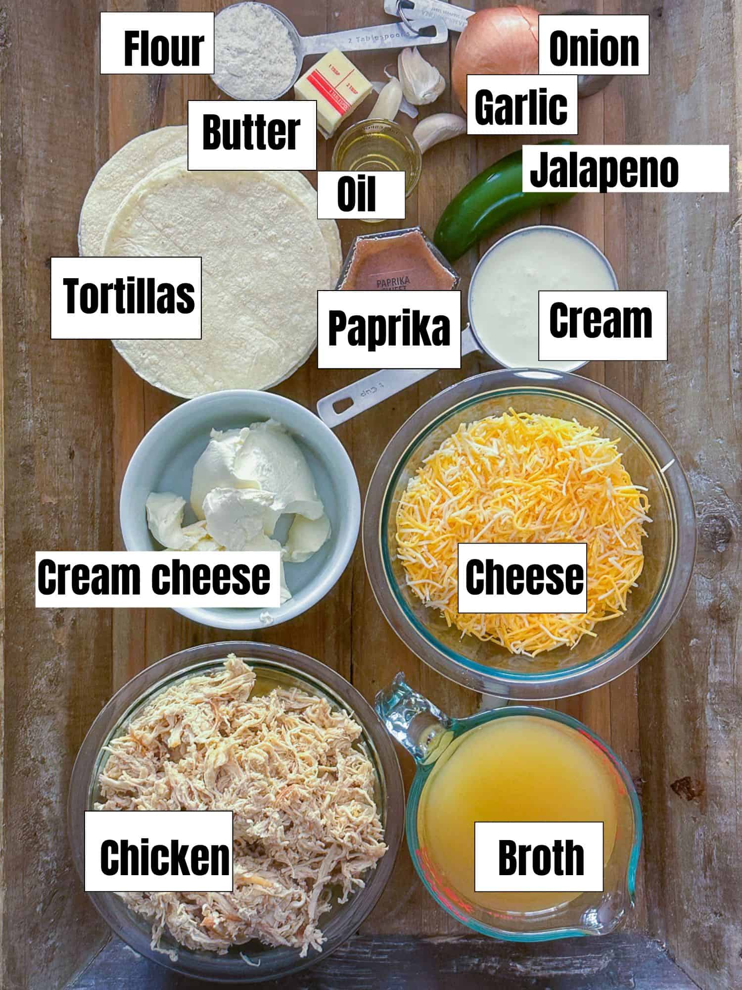 overview of white chicken enchilada ingredients
