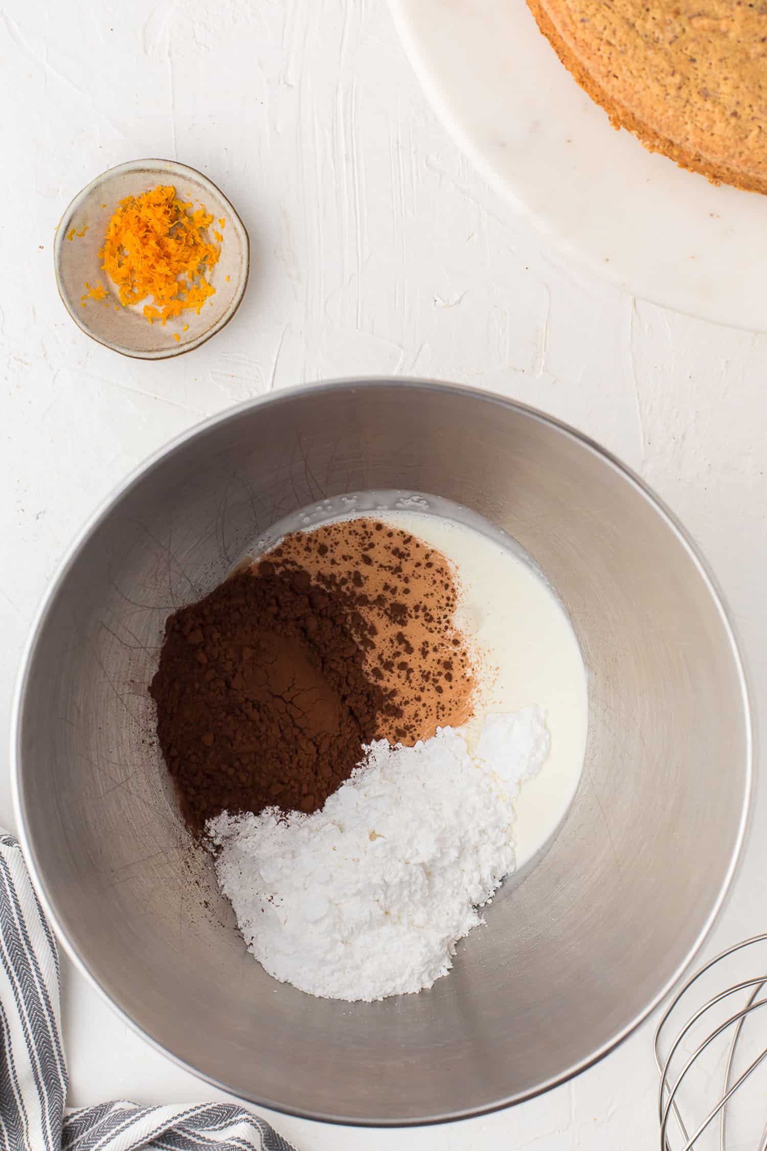 ingredients for chocolate filling in mixing bowl