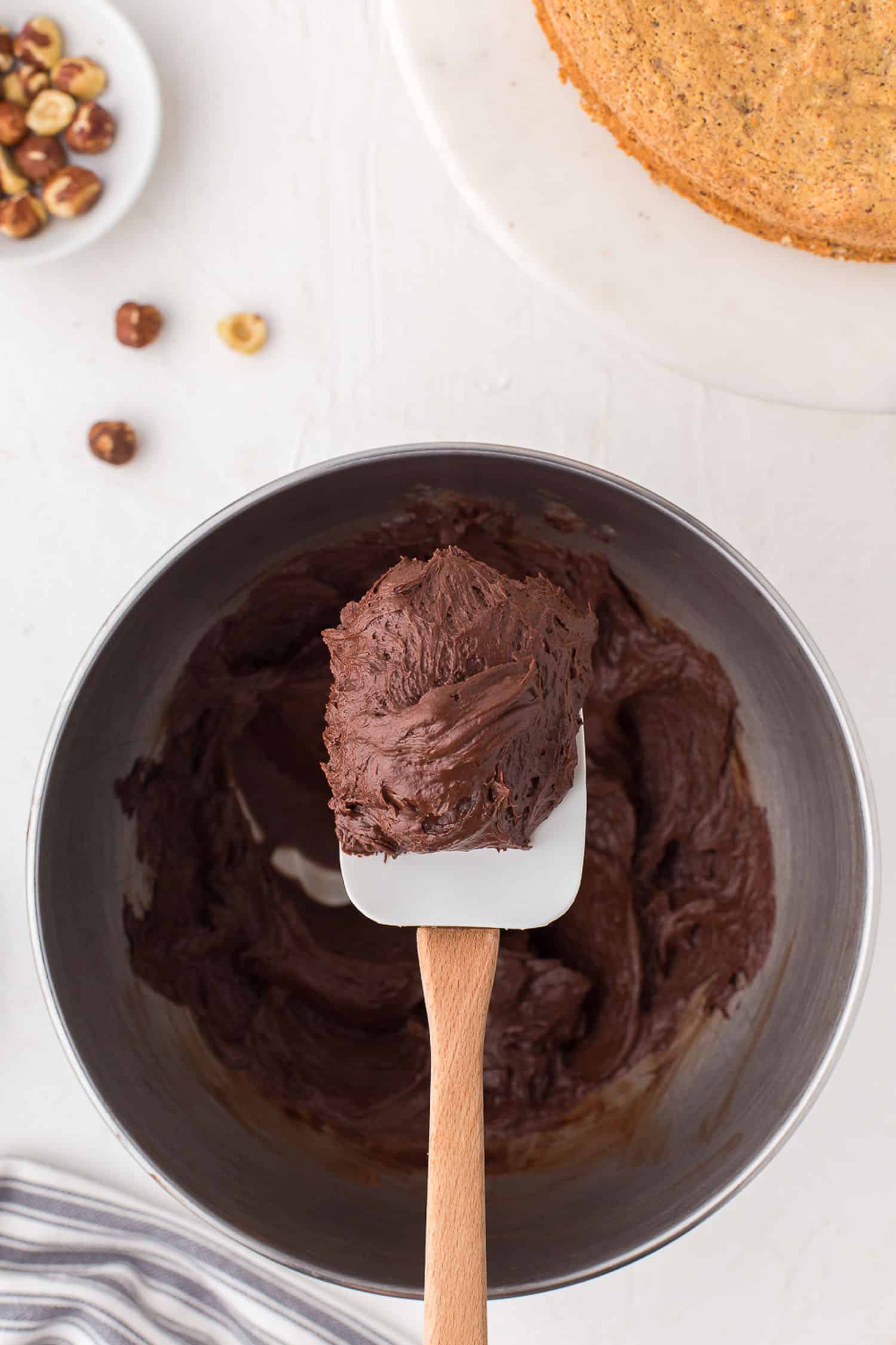 chocolate buttercream on spatula