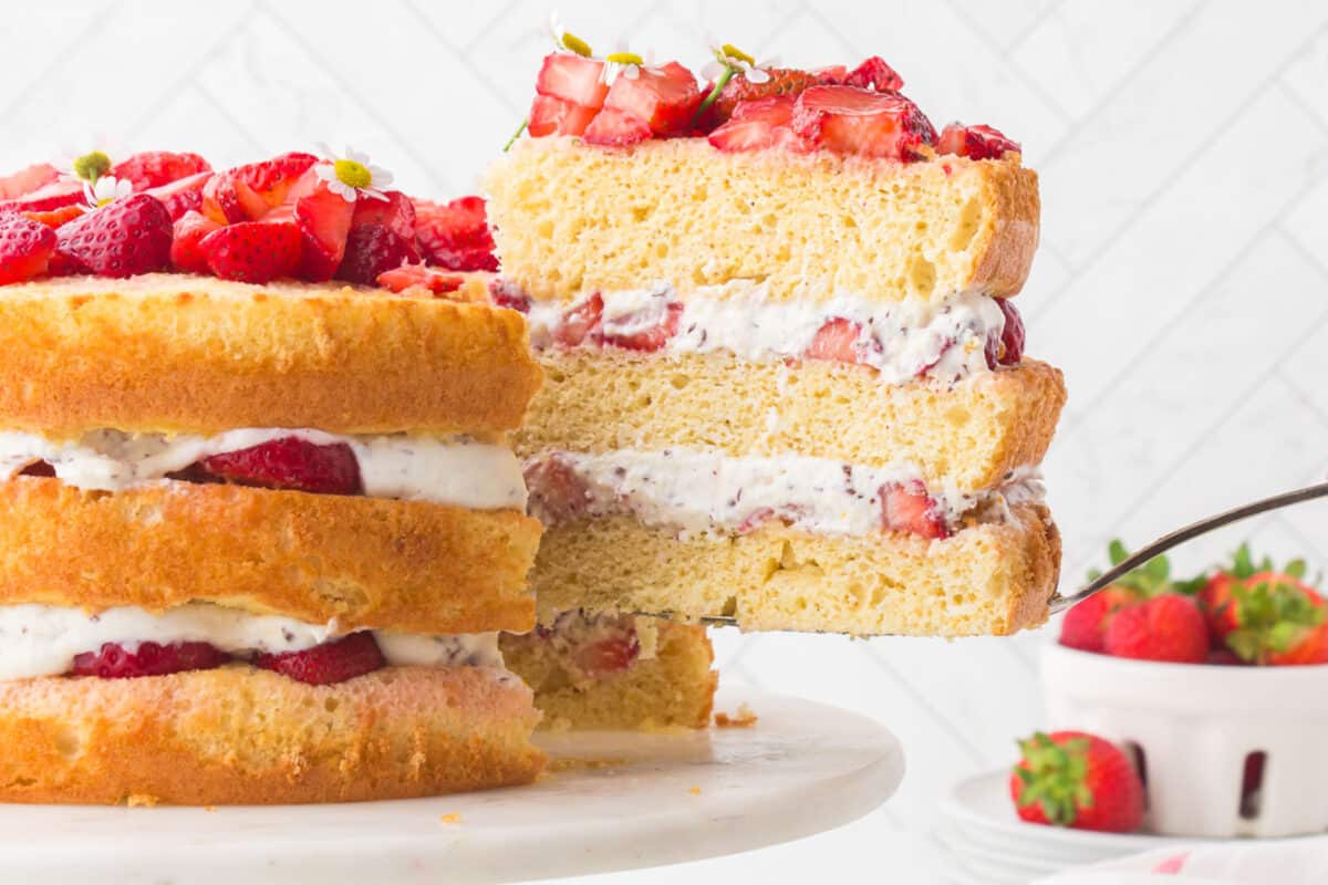 Italian Strawberry Cassata Cake - Feeling Foodish