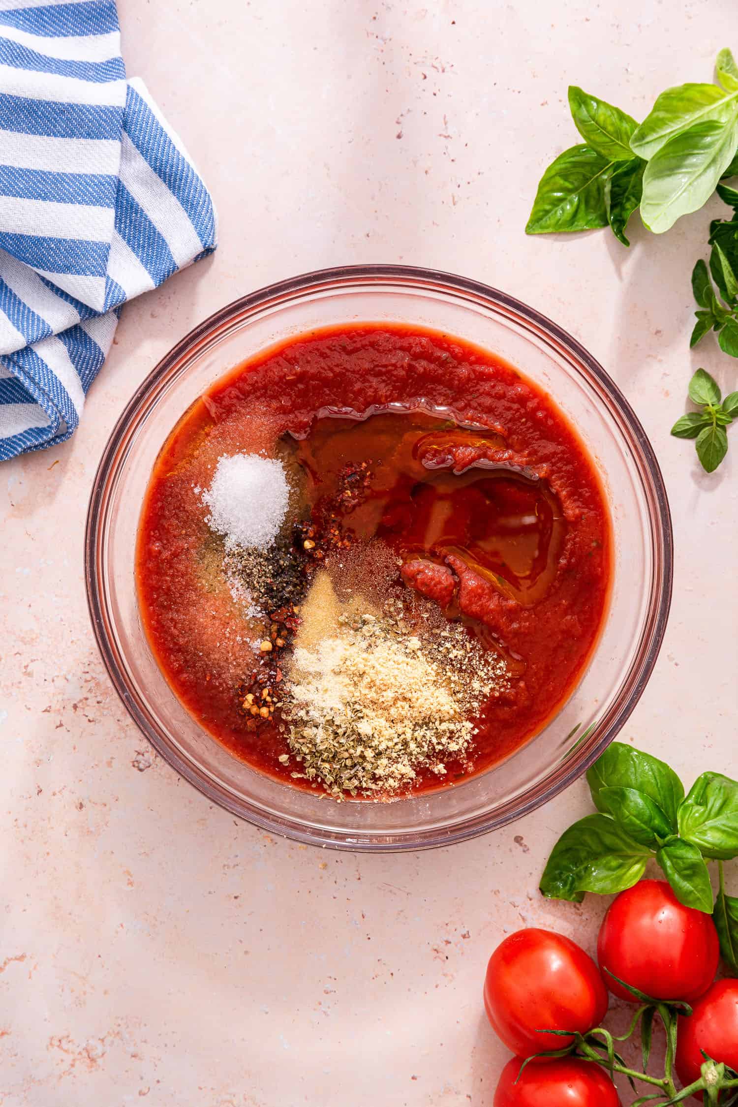 pizza sauce ingredients in bowl