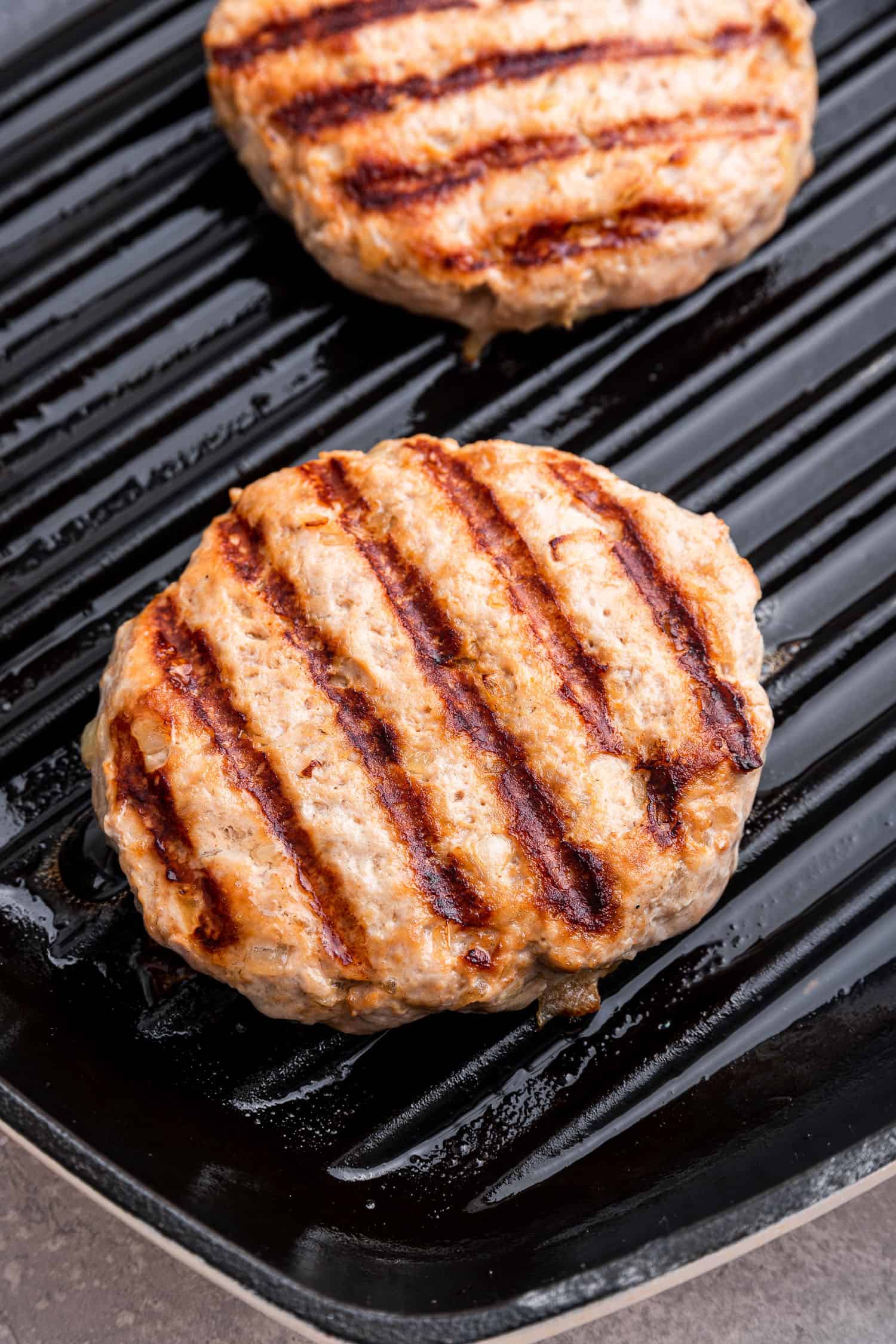 cooking turkey burgers on grill pan