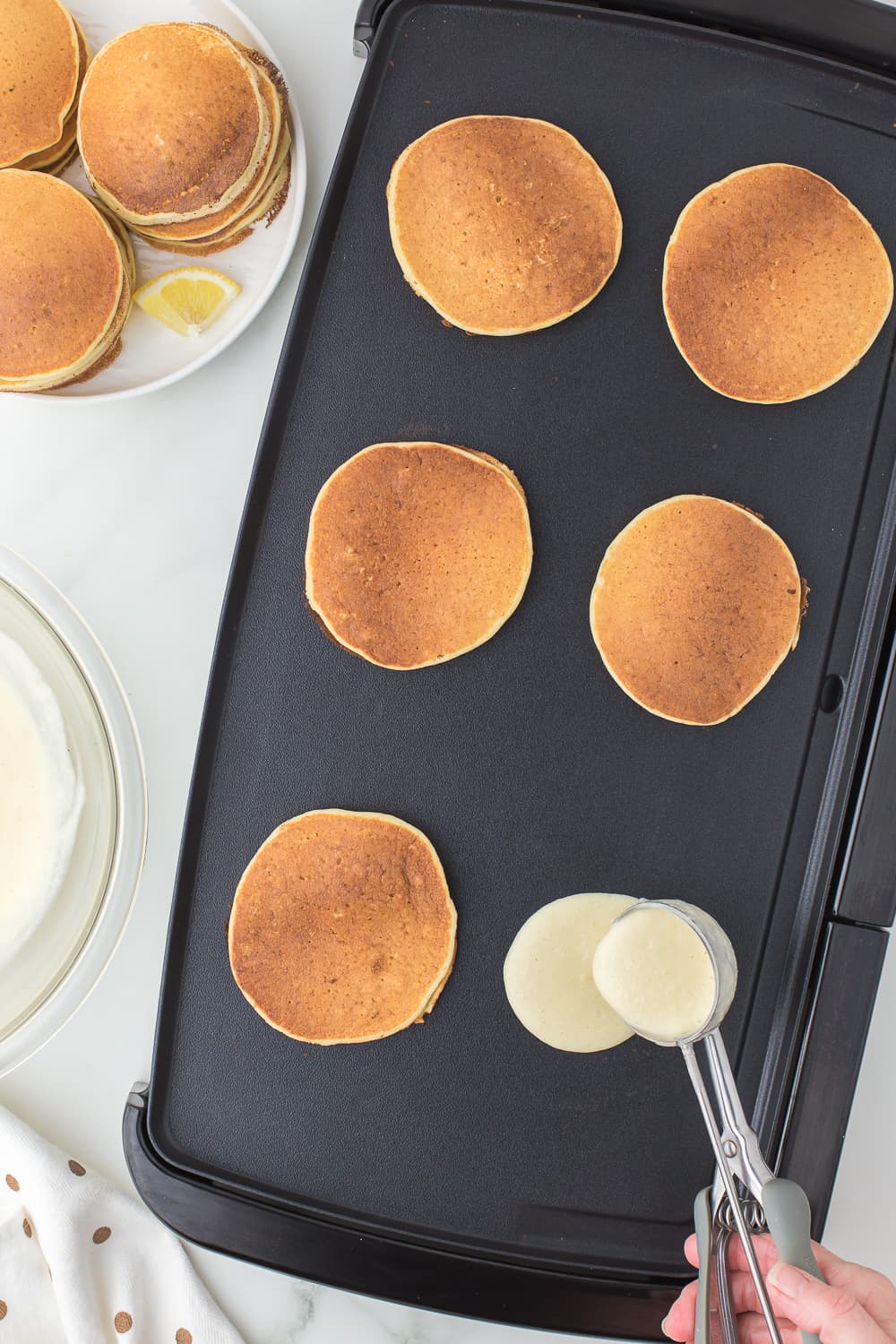 cooking pancakes on electric griddle