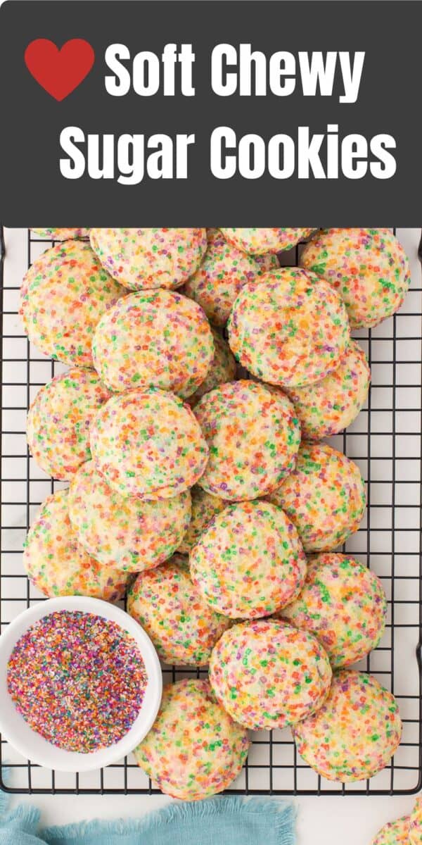top view of rainbow sugar cookies on wire rack