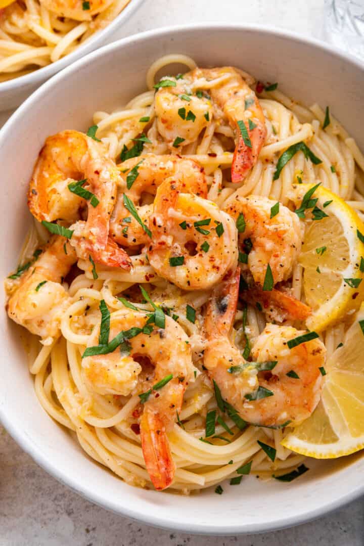 Lemon Garlic Shrimp Pasta - Feeling Foodish