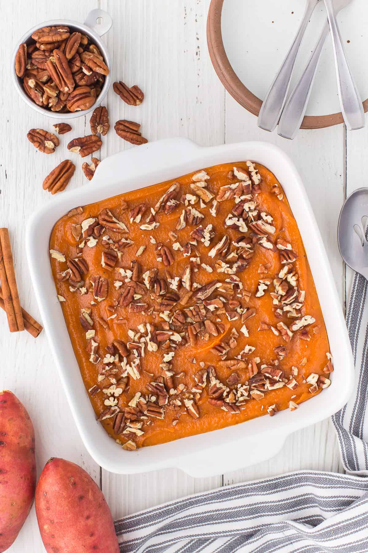 Sweet potato casserole - added pecans to top.