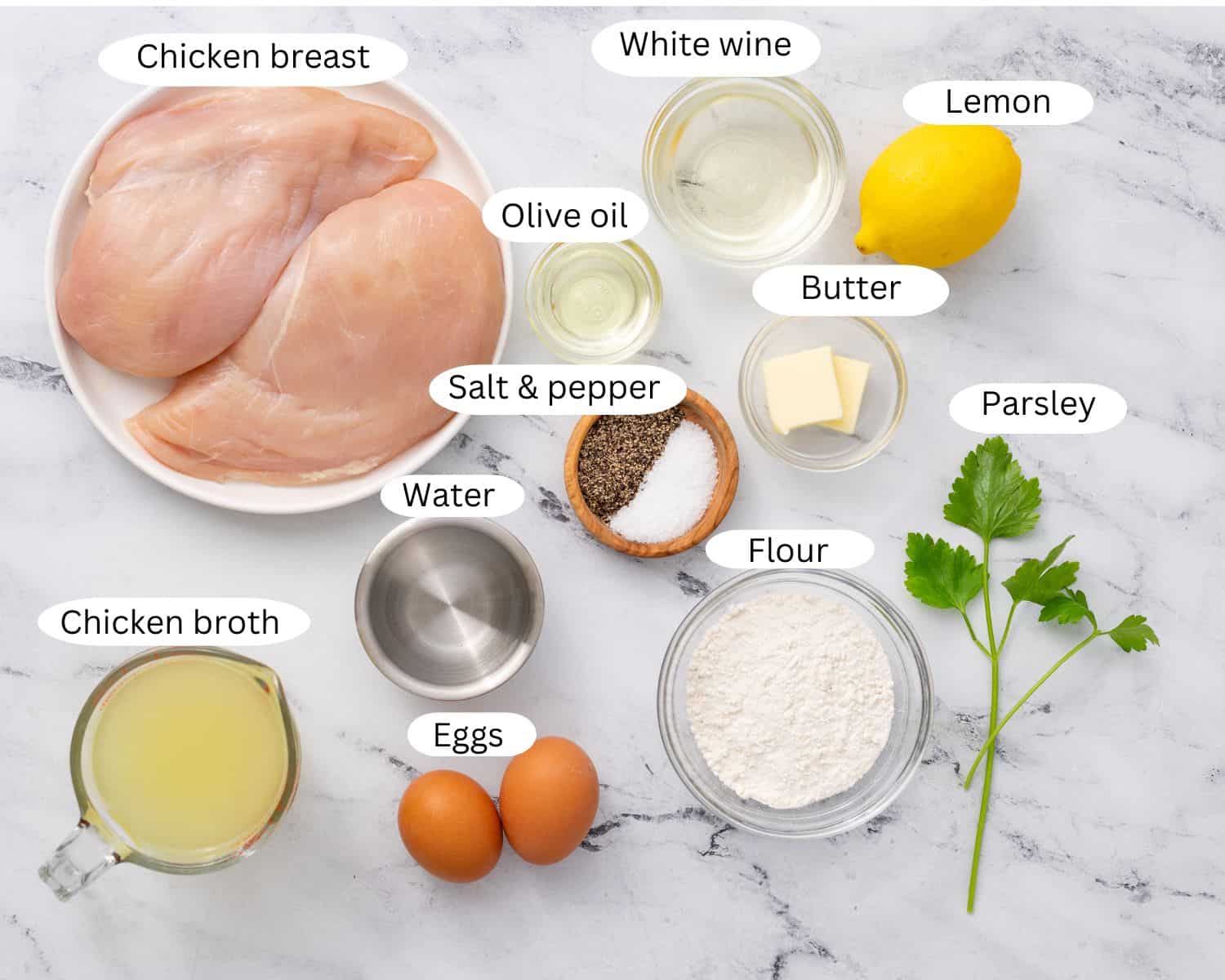 Ingredients for chicken francaise