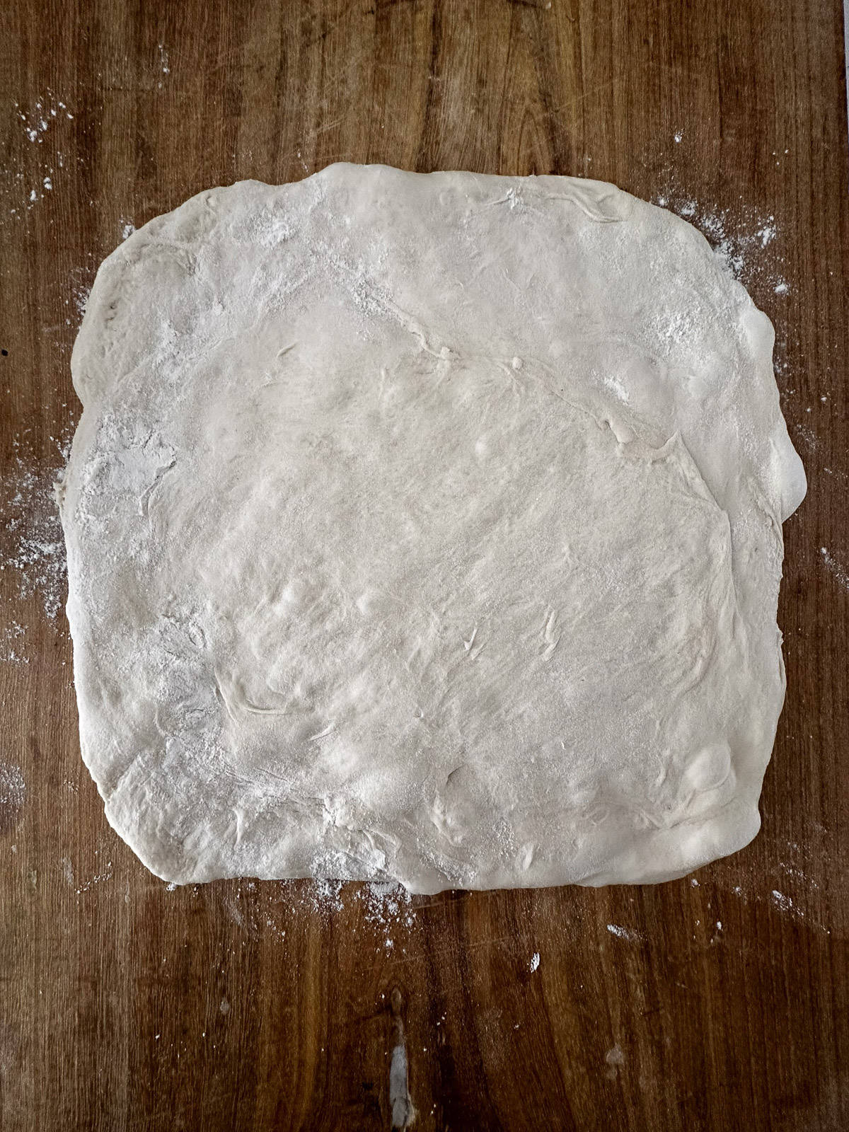 Square shape of Italian bread dough.