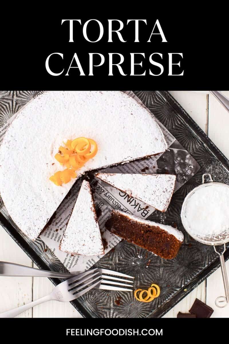Pinterest image of torta caprese cake