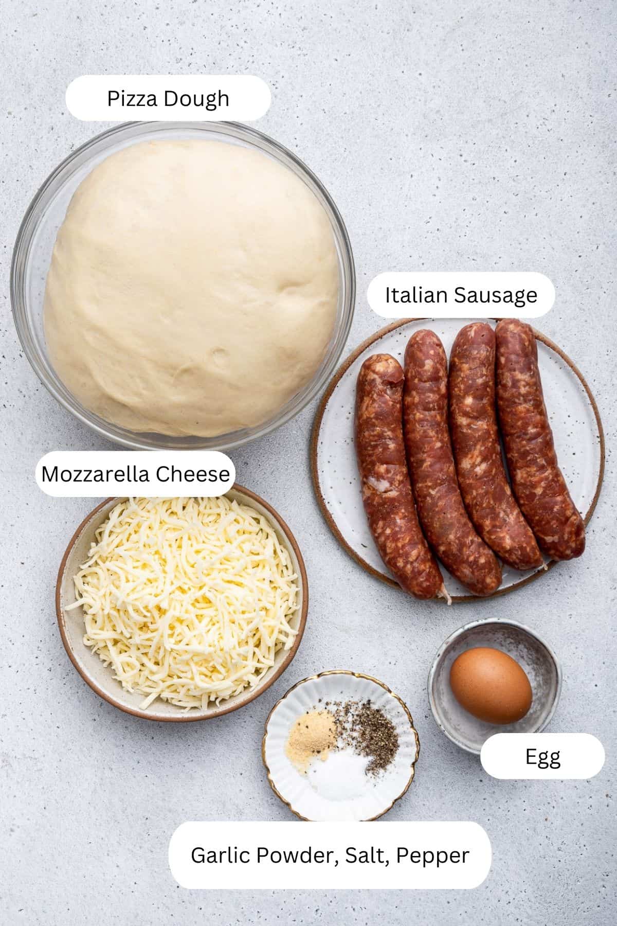 Ingredients for making sausage bread.