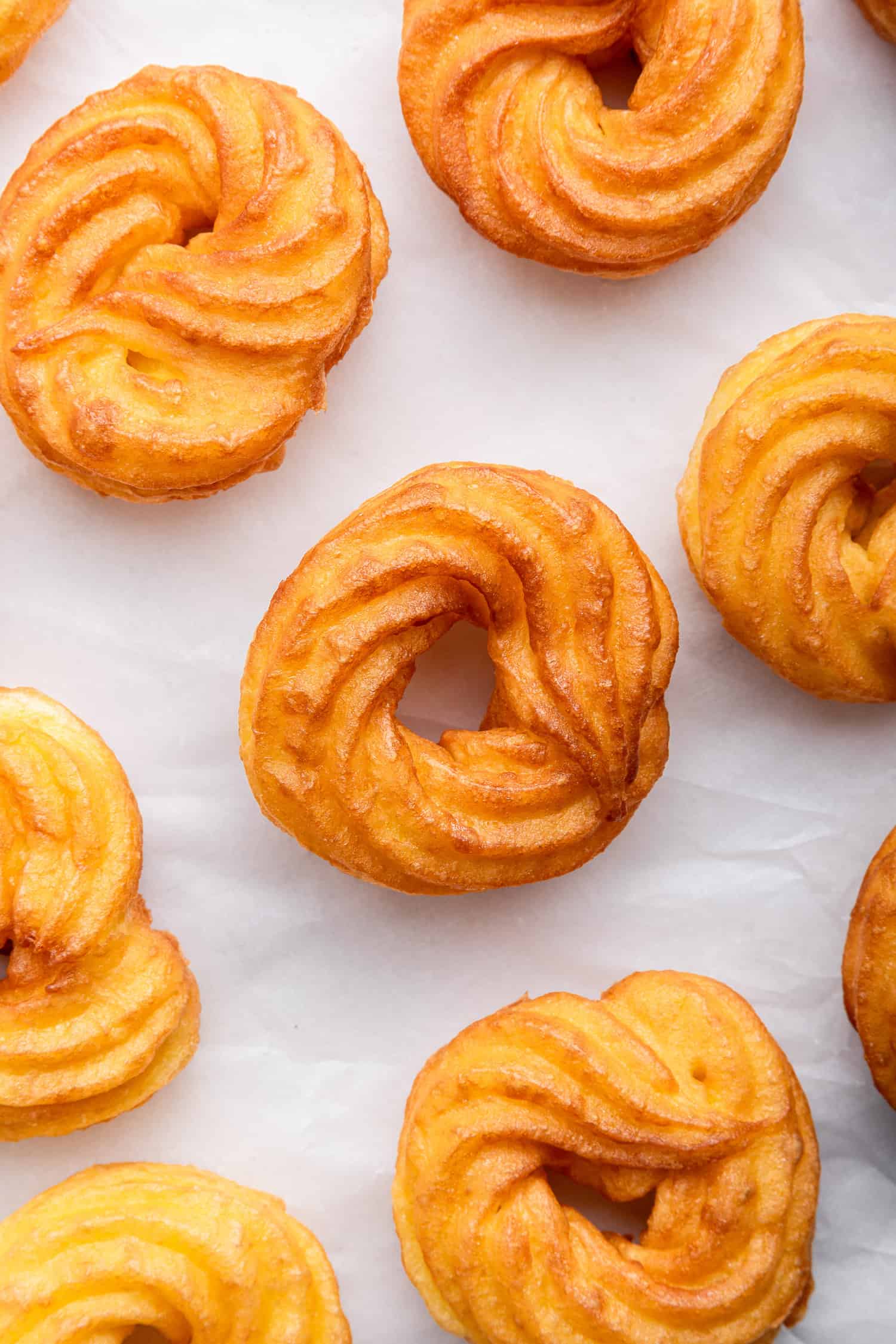 Pastries after frying.