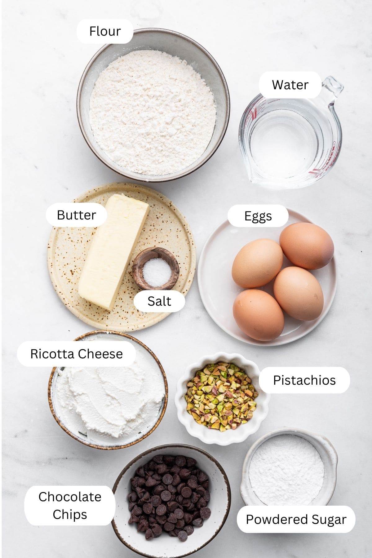 Ingredients for sfingi di San Guiseppe