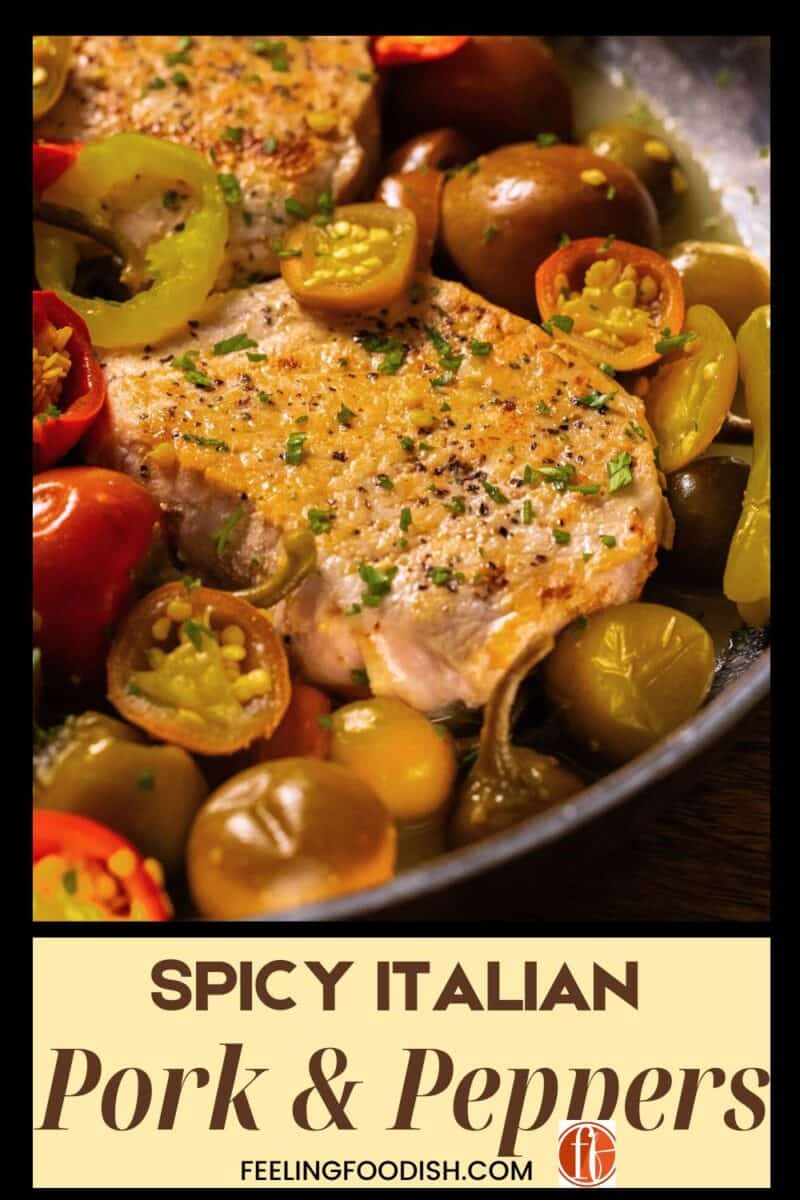 Pinterest image of pork and peppers