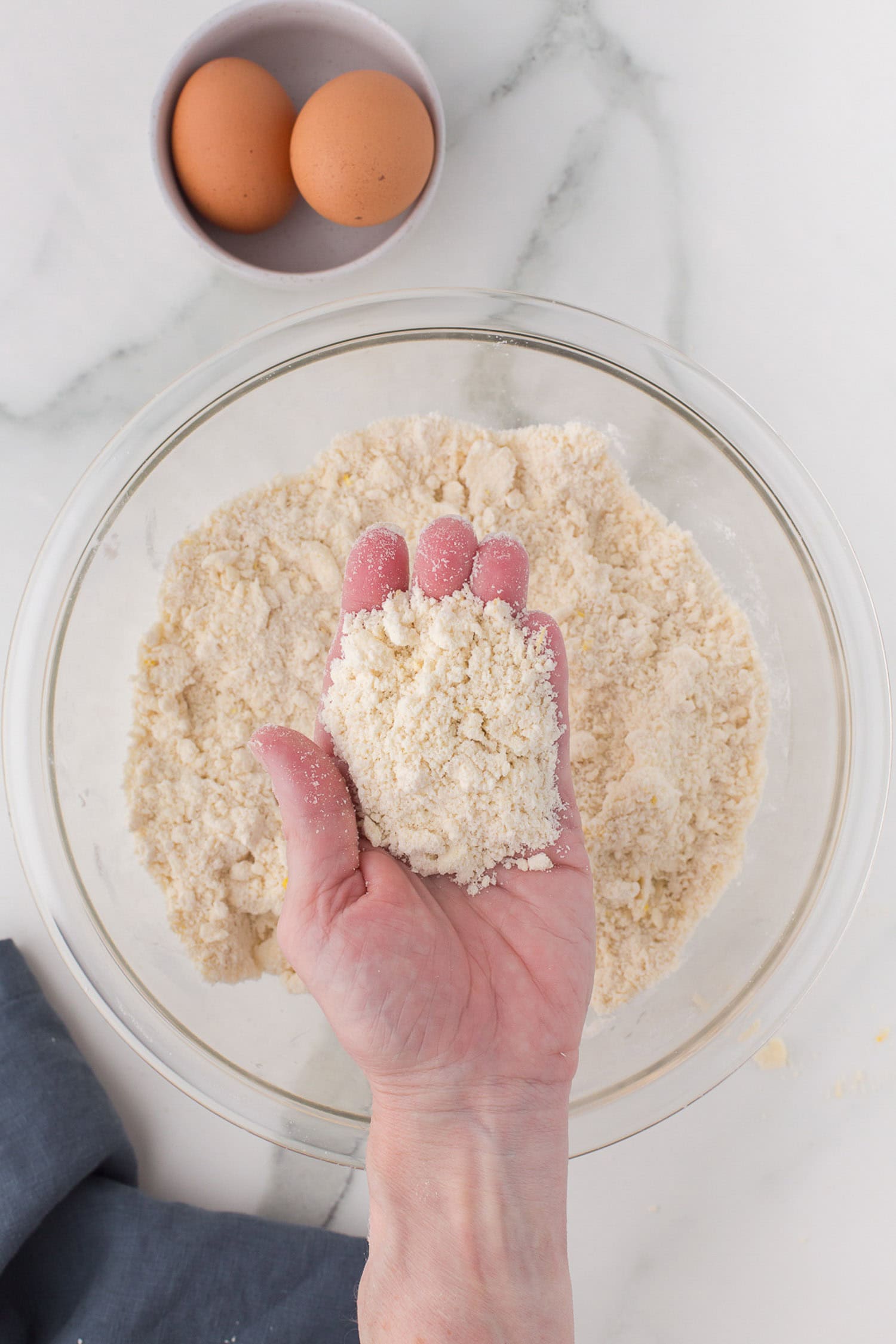 Course crumb mixture for pie crust. 