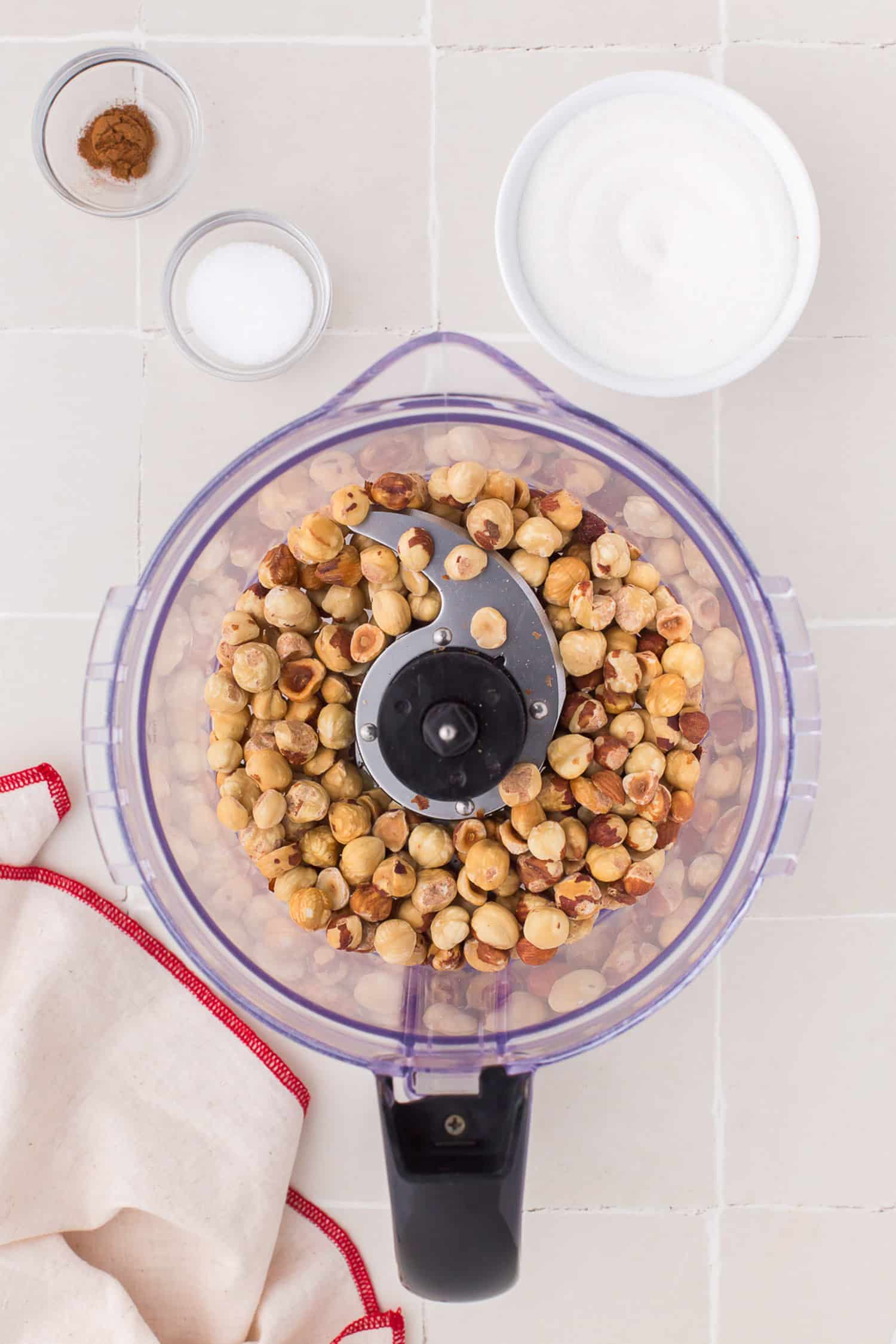 Nuts in food processor. 