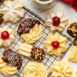 Italian bakery cookies on wire rack.