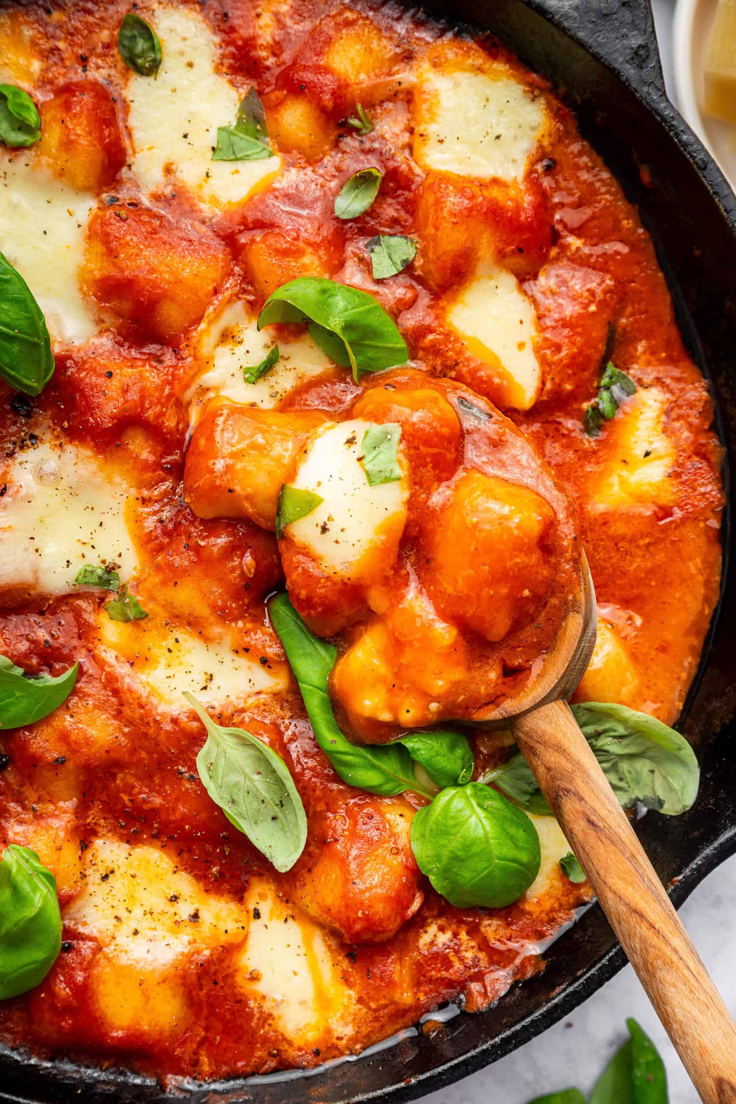 Spoonful of baked gnocchi (alla Sorrentina).