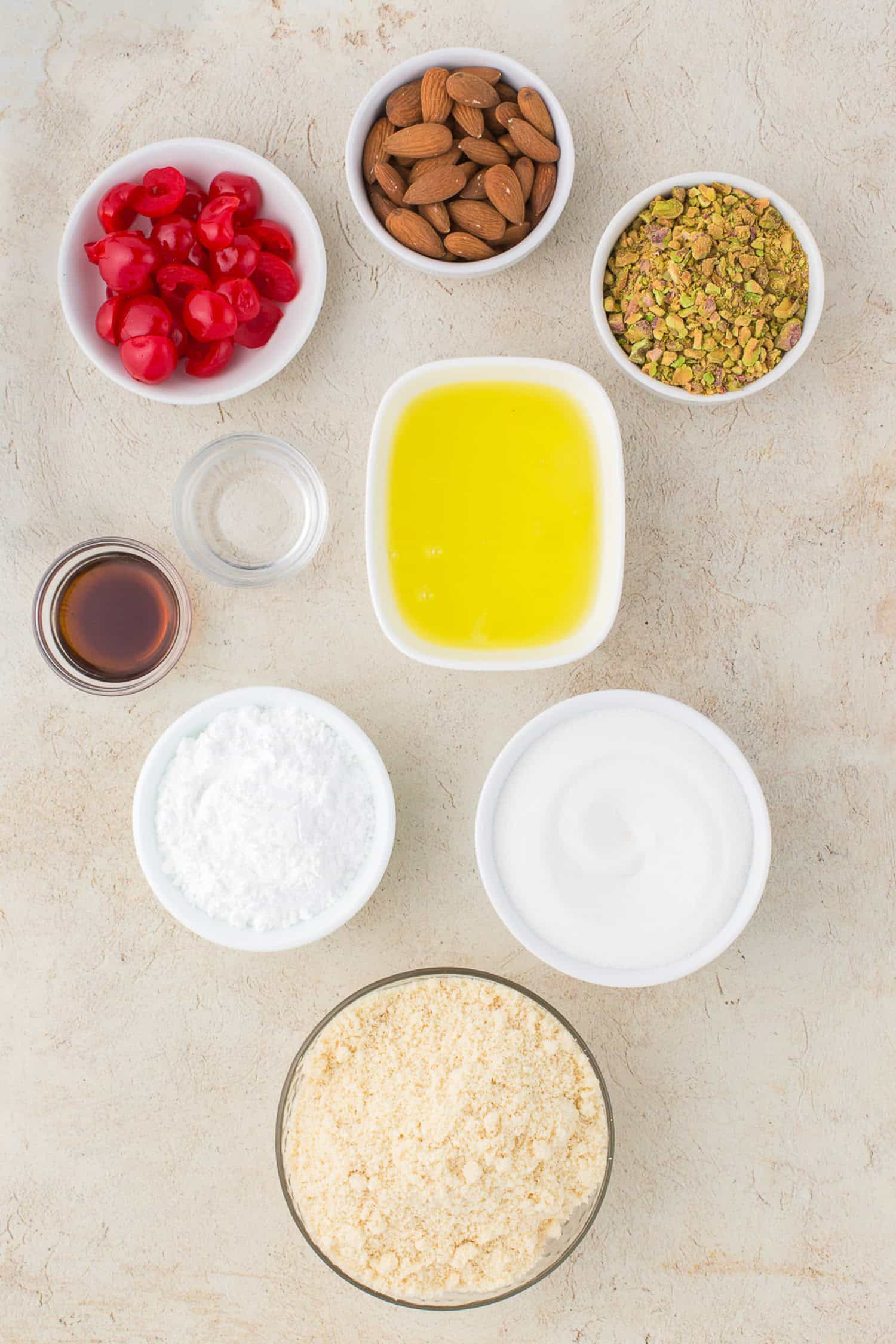 ingredients for almond cookies (Sicilian). 