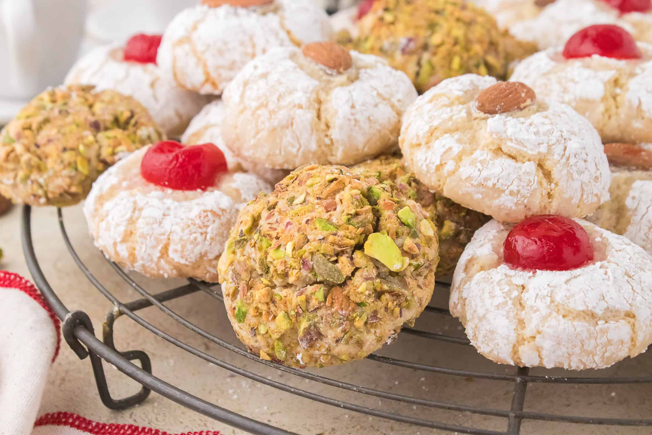 Sicilian almond cookies on wire rack.