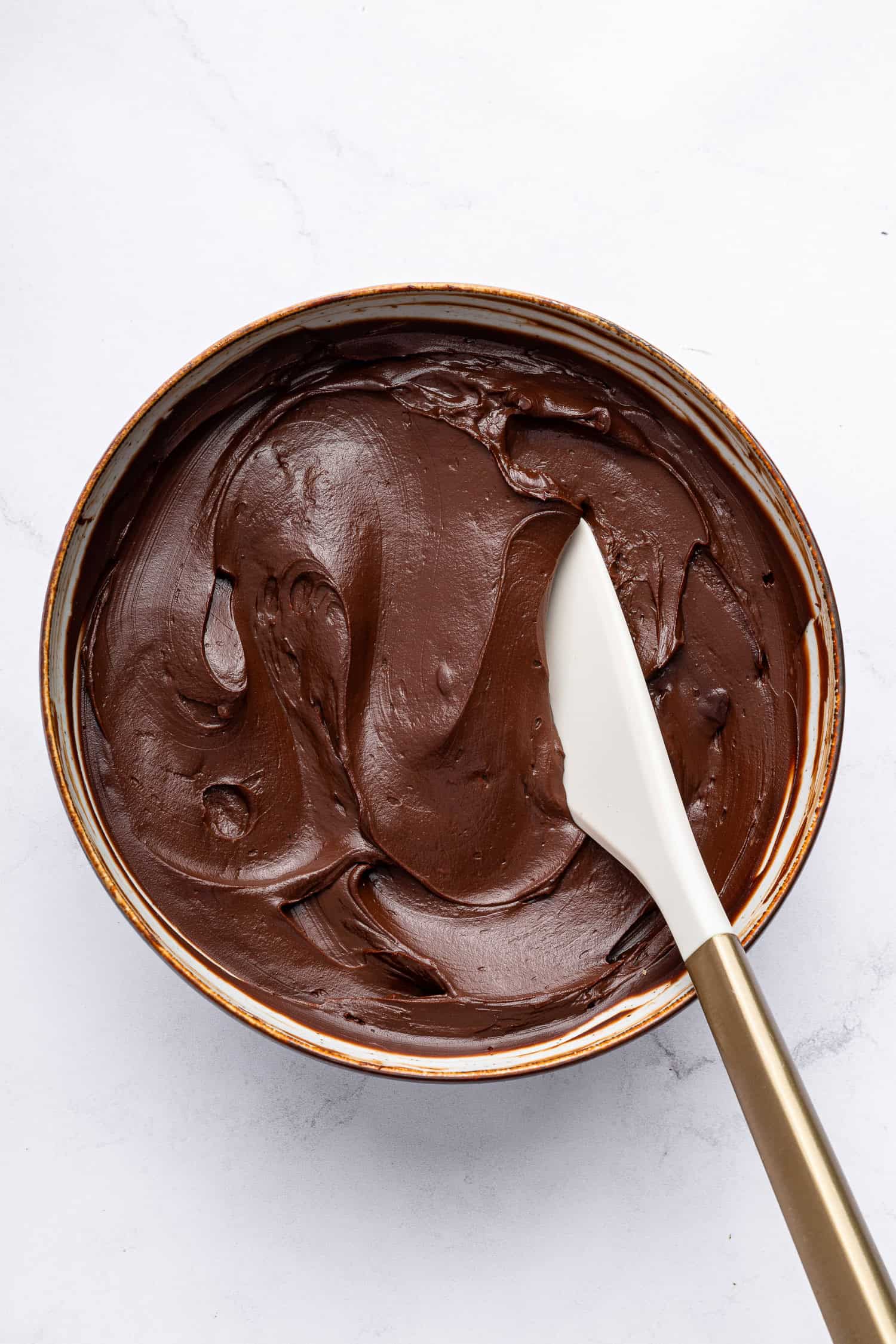 Chocolate ganache in bowl. 